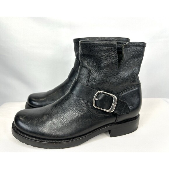 Frye Veronica Bootie Women's Size 7.5 B Black Motorcycle Boot Strap Buckle - Picture 4 of 11